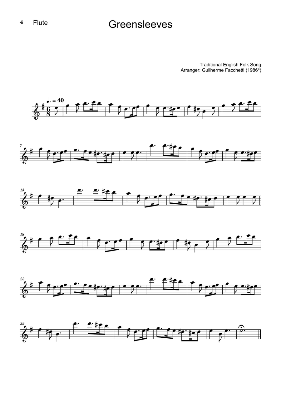 Greensleeves - S. Sax., Flute and Piano. Score and Parts. Small Ensemble scores gallery preview page 4