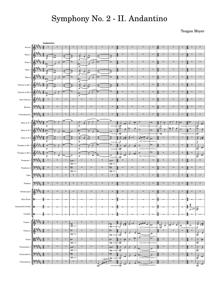 Symphony No. 2 - II. Andantino Full Orchestra scores gallery preview page 1
