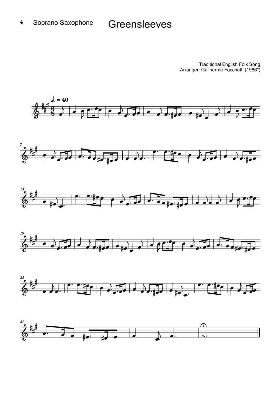Greensleeves - S. Sax., Clarinet and Piano. Score and Parts. Small Ensemble scores gallery preview page 4