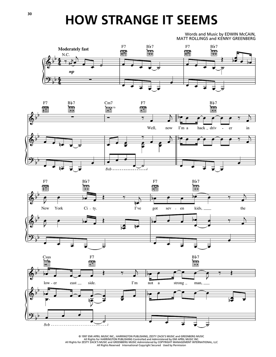 How Strange It Seems How Strange It Seems Piano, Vocal, Guitar scores gallery preview page 1