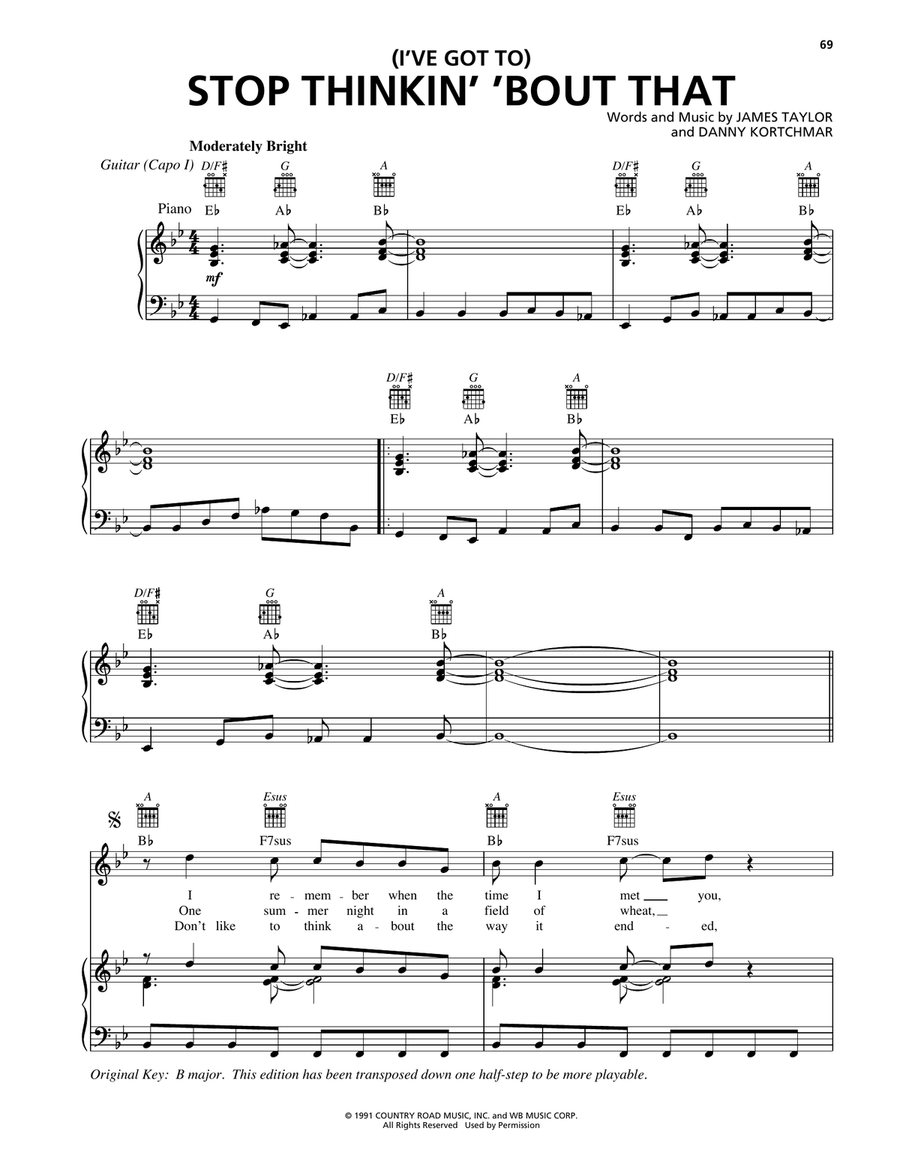 (I've Got To) Stop Thinkin' 'Bout That Piano, Vocal, Guitar scores gallery preview page 1