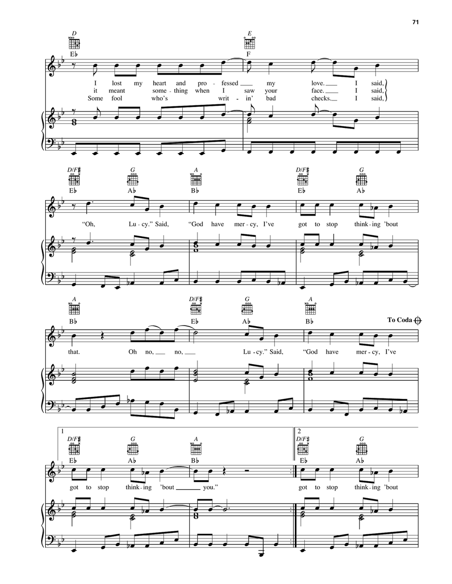 (I've Got To) Stop Thinkin' 'Bout That Piano, Vocal, Guitar scores gallery preview page 3