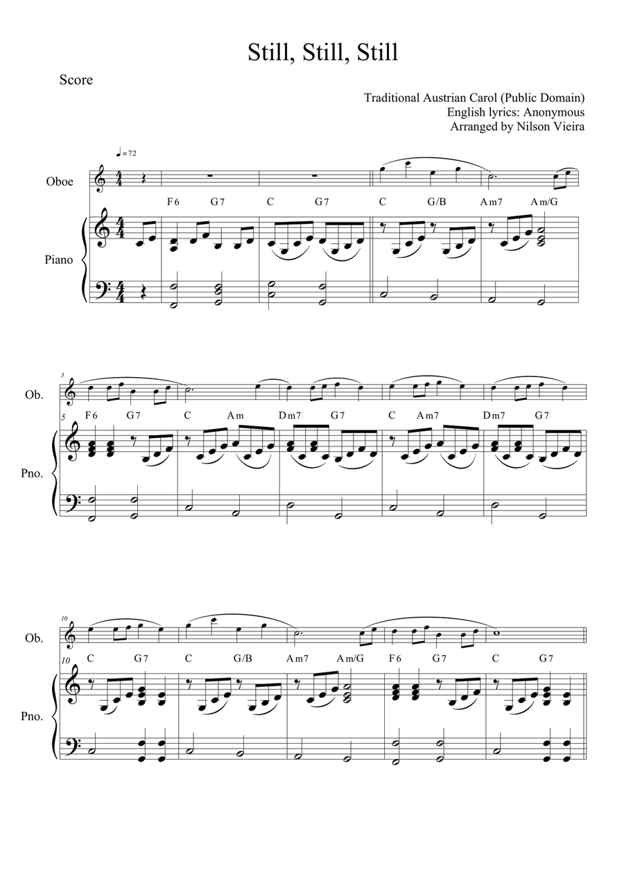 Still, Still, Still – Oboe and Piano Christmas Arrangement (with Chords) Piano scores gallery preview page 2