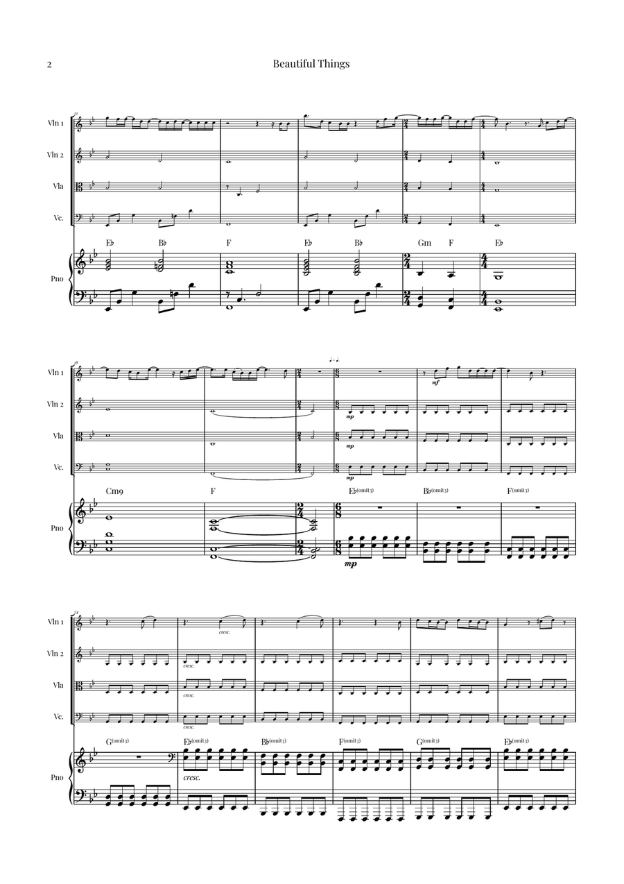 Beautiful Things Piano Quintet scores gallery preview page 2