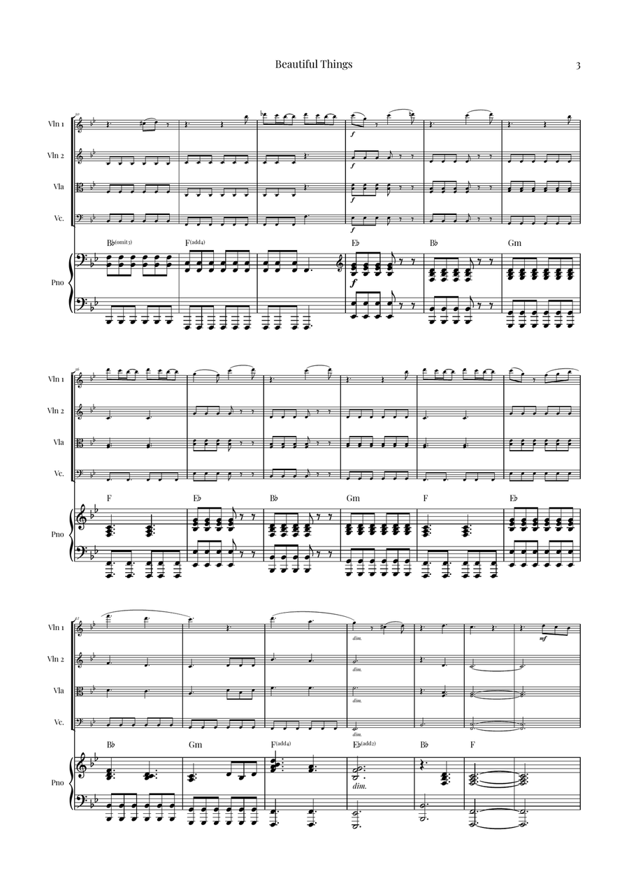 Beautiful Things Piano Quintet scores gallery preview page 3