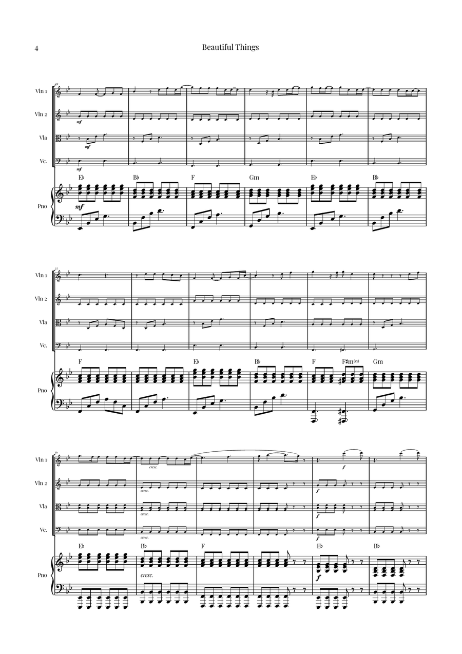 Beautiful Things Piano Quintet scores gallery preview page 4