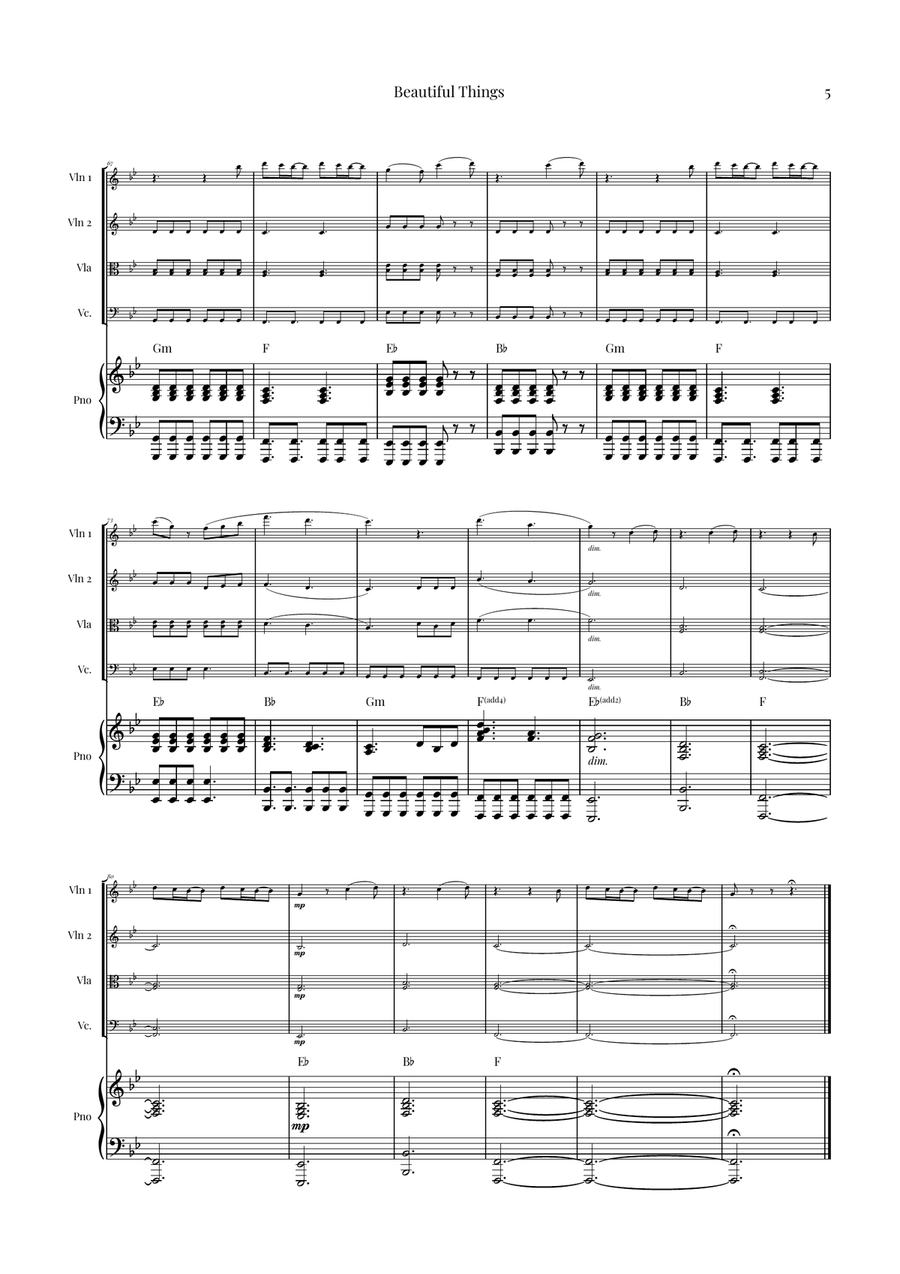 Beautiful Things Piano Quintet scores gallery preview page 5