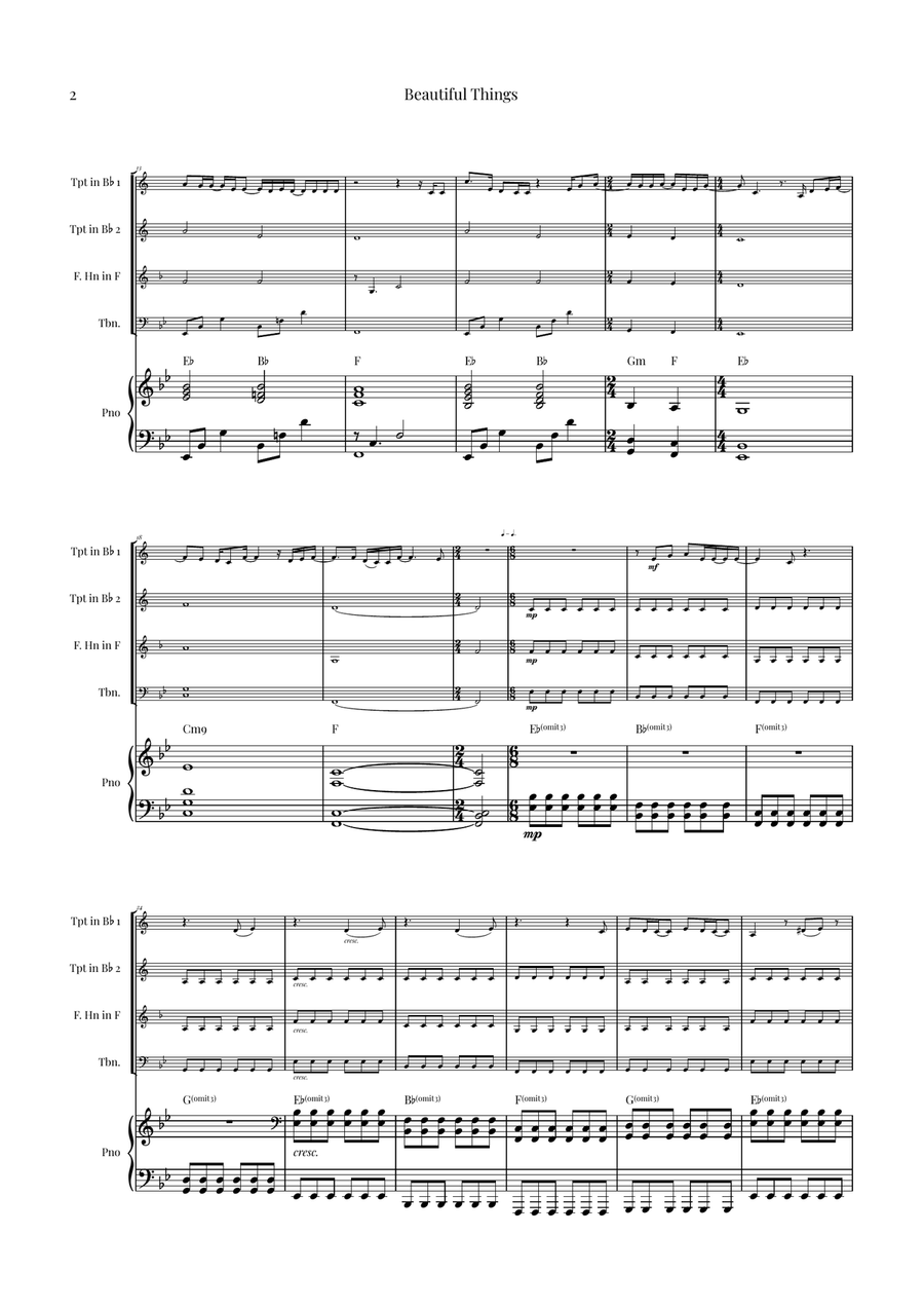 Beautiful Things Brass Quartet scores gallery preview page 2