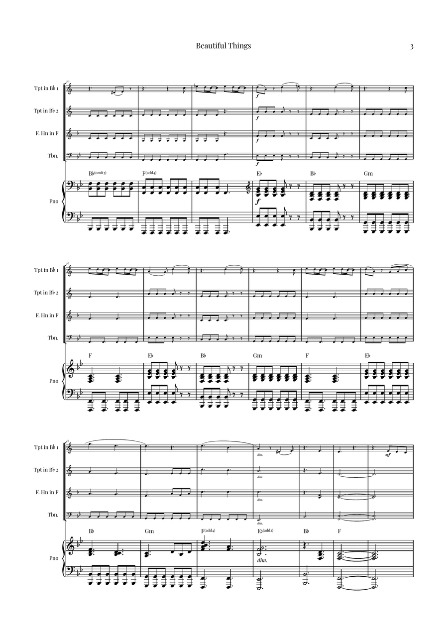 Beautiful Things Brass Quartet scores gallery preview page 3