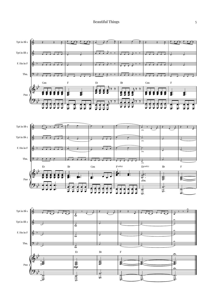Beautiful Things Brass Quartet scores gallery preview page 5