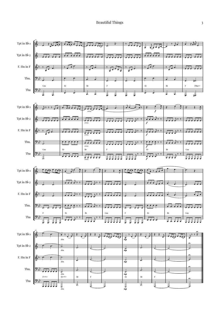 Beautiful Things Brass Quintet scores gallery preview page 3