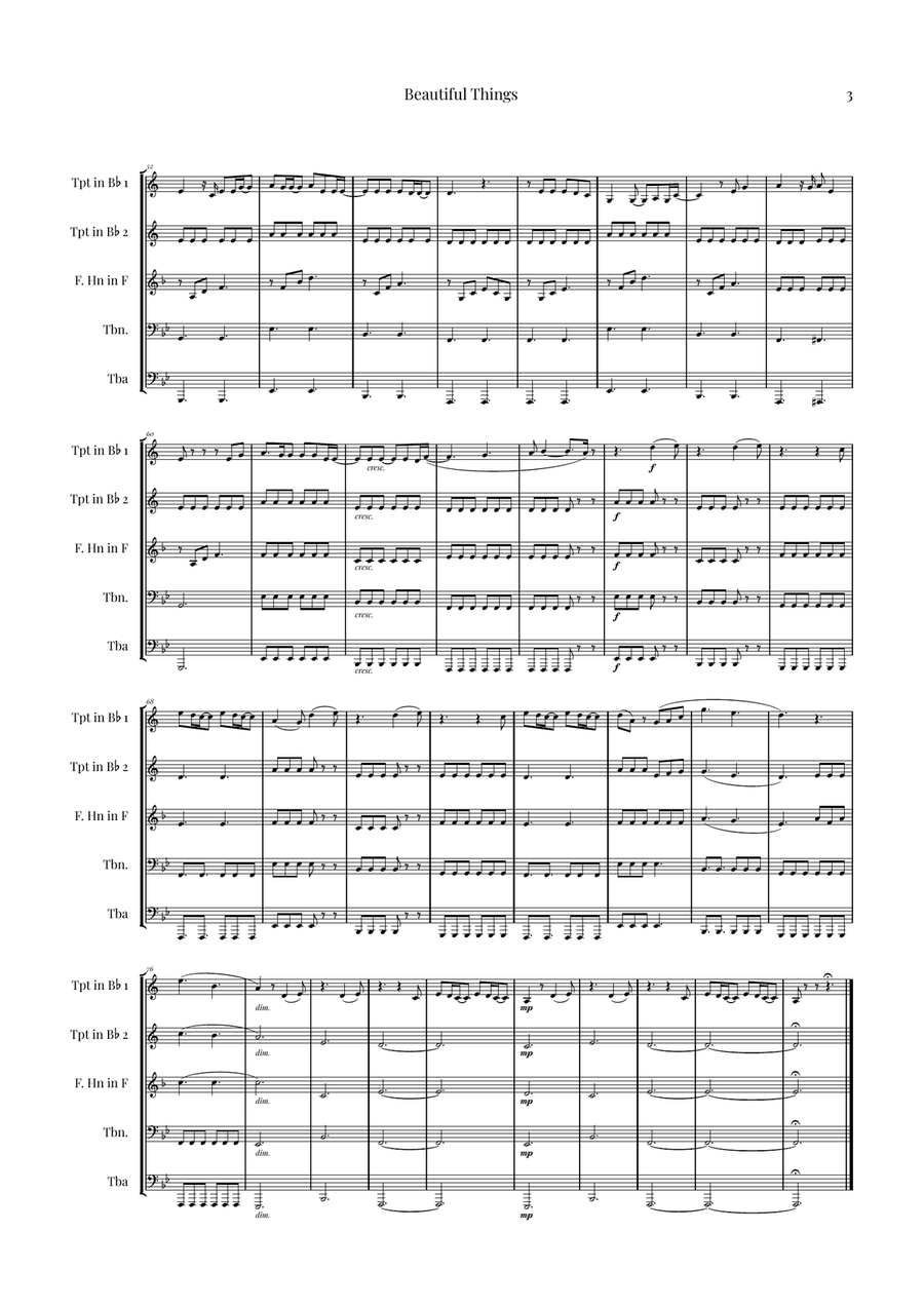 Beautiful Things Brass Quintet scores gallery preview page 3