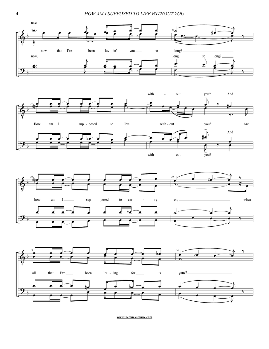 How Am I Supposed To Live Without You TTBB scores gallery preview page 4