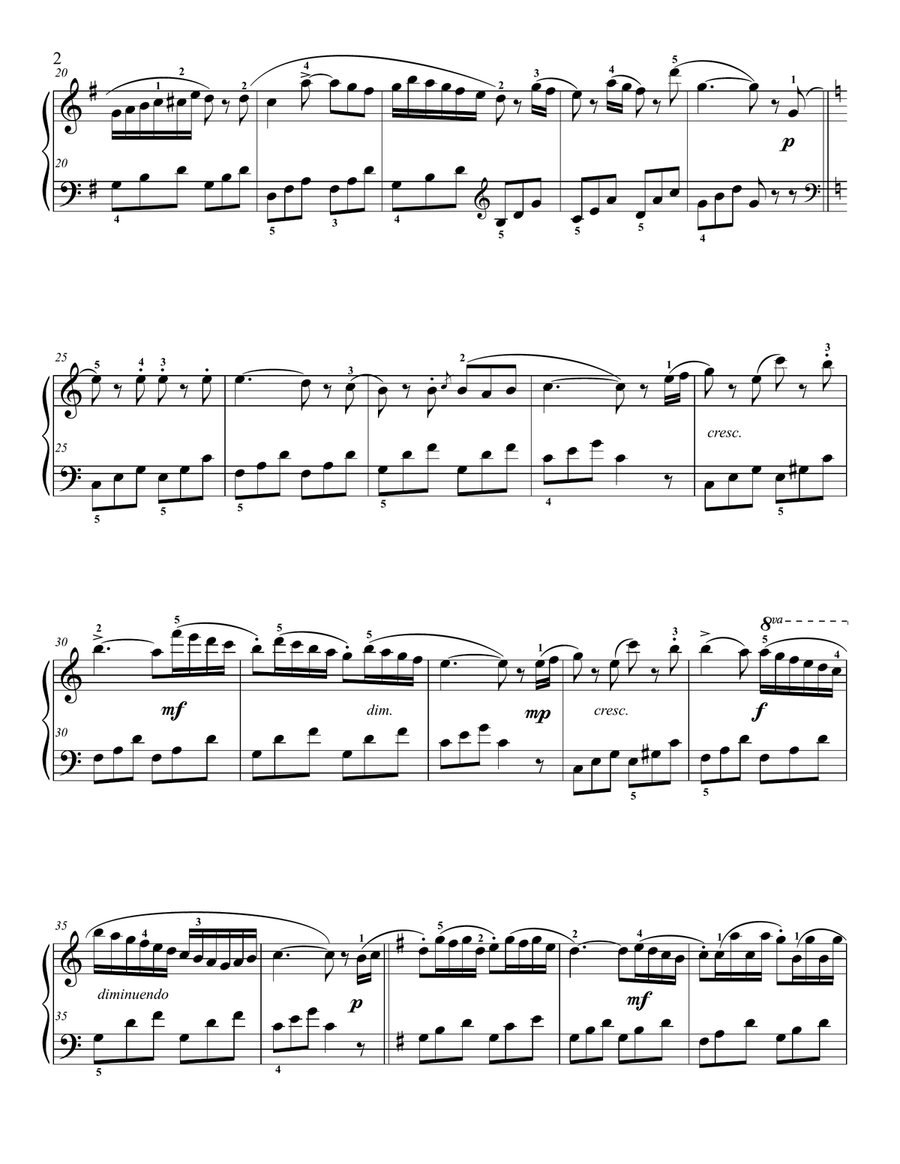 Lichner Sonatina in G Major Op.4, No.3, Rondo Easy Piano scores gallery preview page 2
