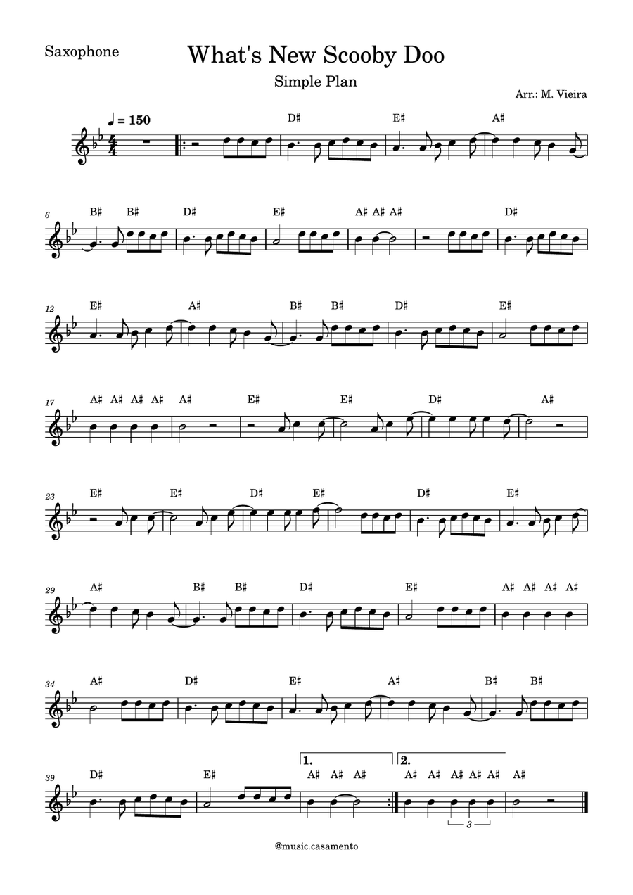 What's New Scooby Doo What's New Scooby Doo Alto Saxophone scores gallery preview page 1