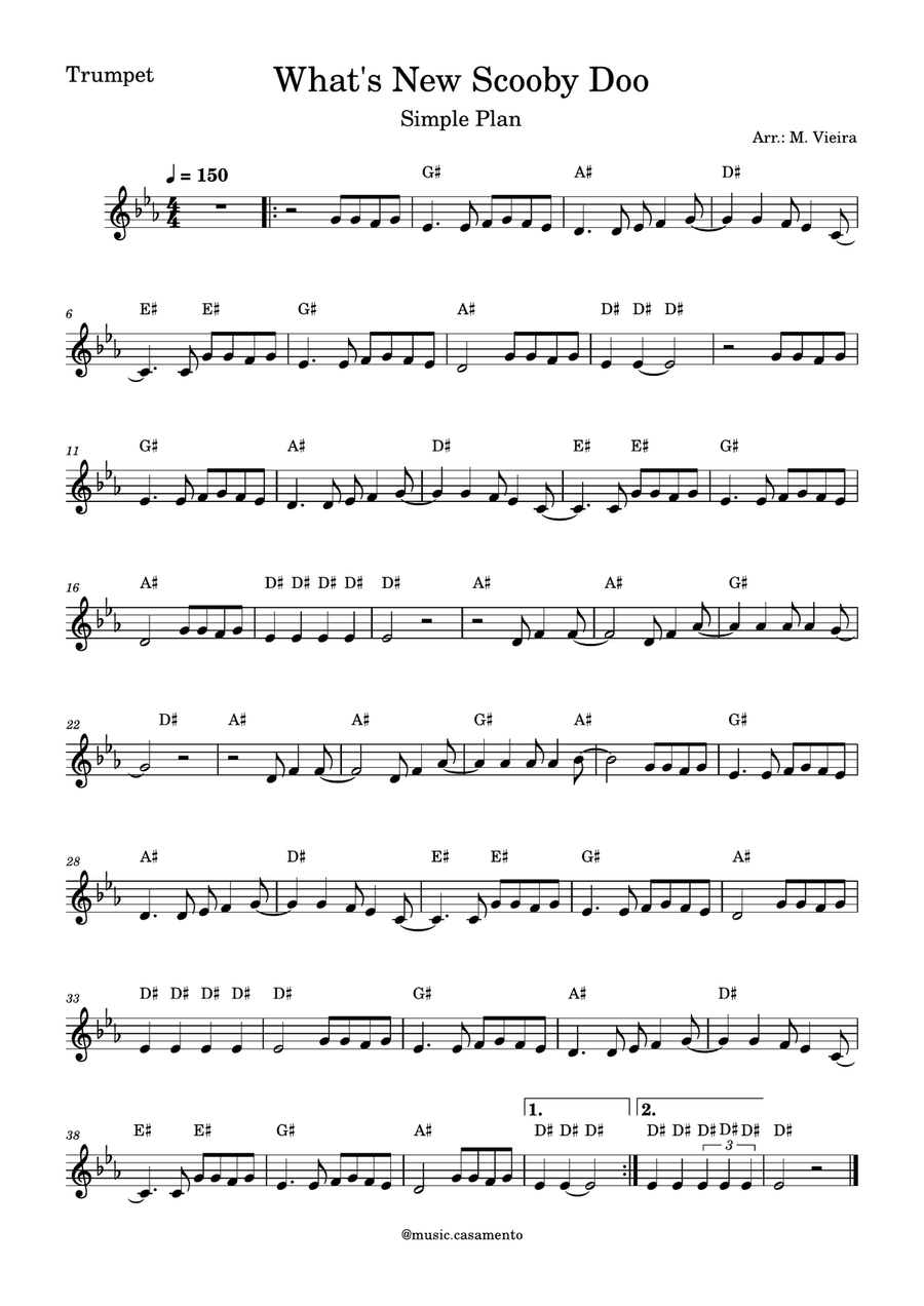 What's New Scooby Doo What's New Scooby Doo B-Flat Trumpet scores gallery preview page 1