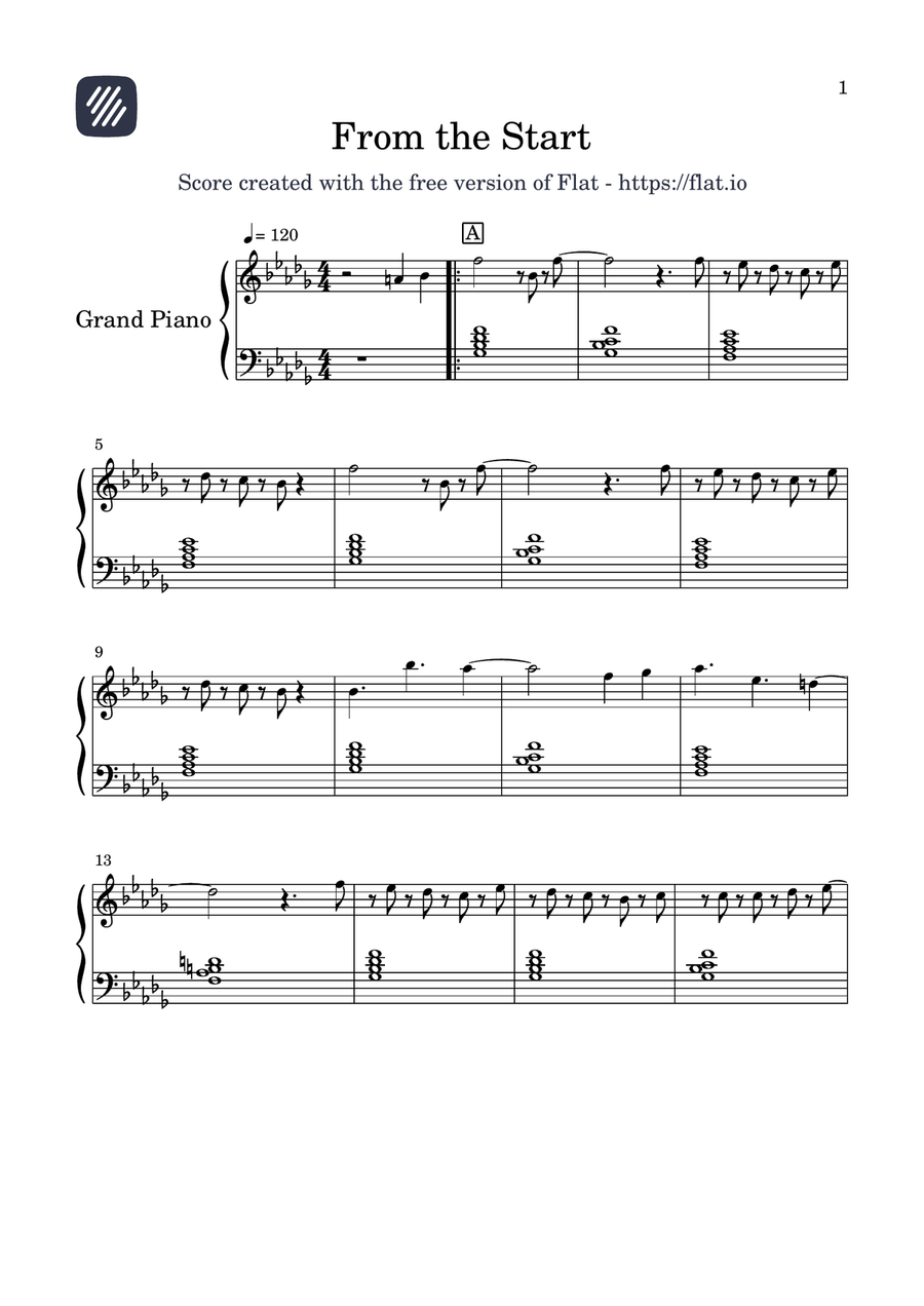 From the Start From the Start Piano Solo scores gallery preview page 1