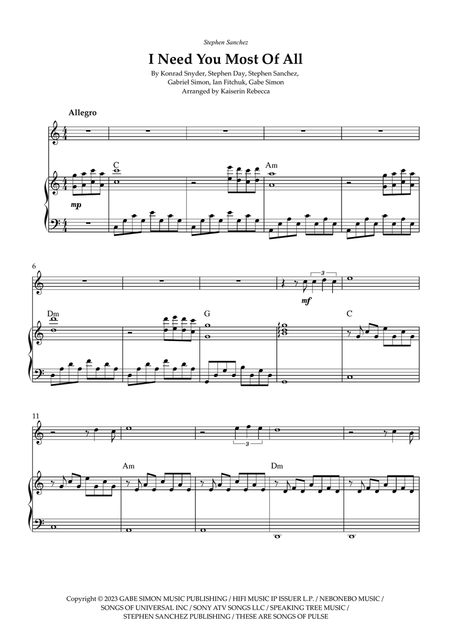 I Need You Most Of All I Need You Most Of All Flute Solo scores gallery preview page 1