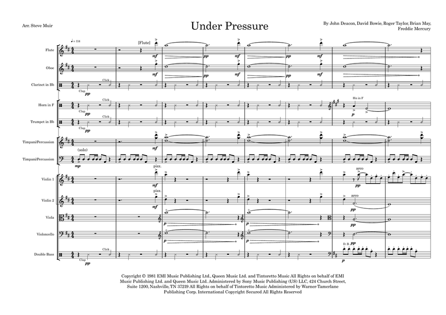 Under Pressure - Score Only Chamber Music scores gallery preview page 1