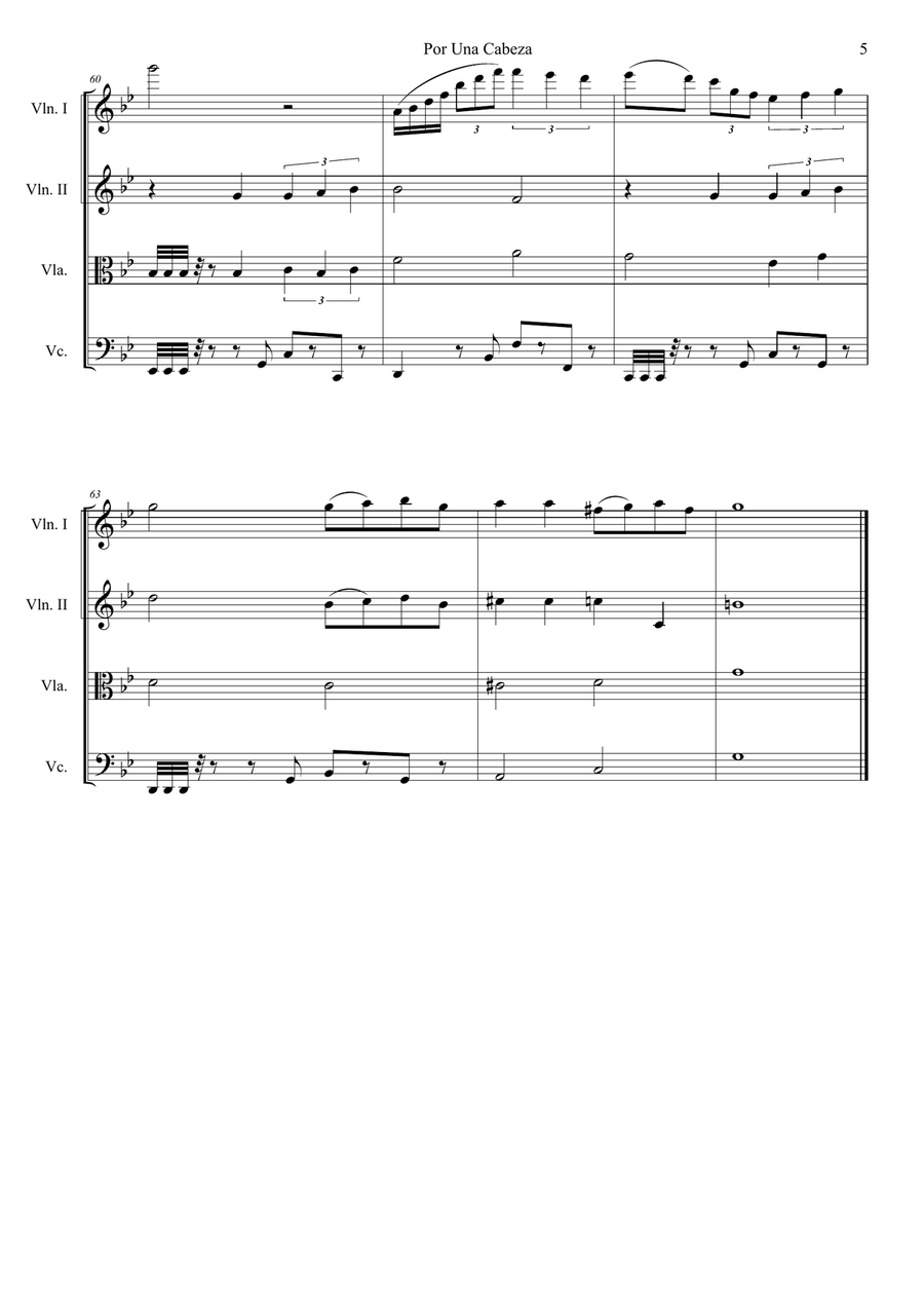 Por Una Cabeza for String Quartet/String Orchestra String Quartet scores gallery preview page 5