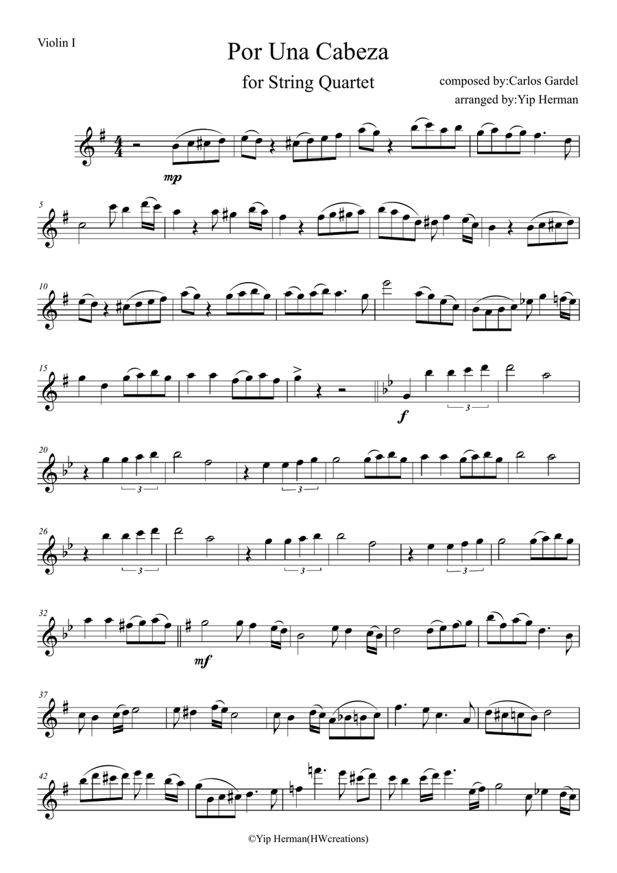 Por Una Cabeza for String Quartet/String Orchestra String Quartet scores gallery preview page 6