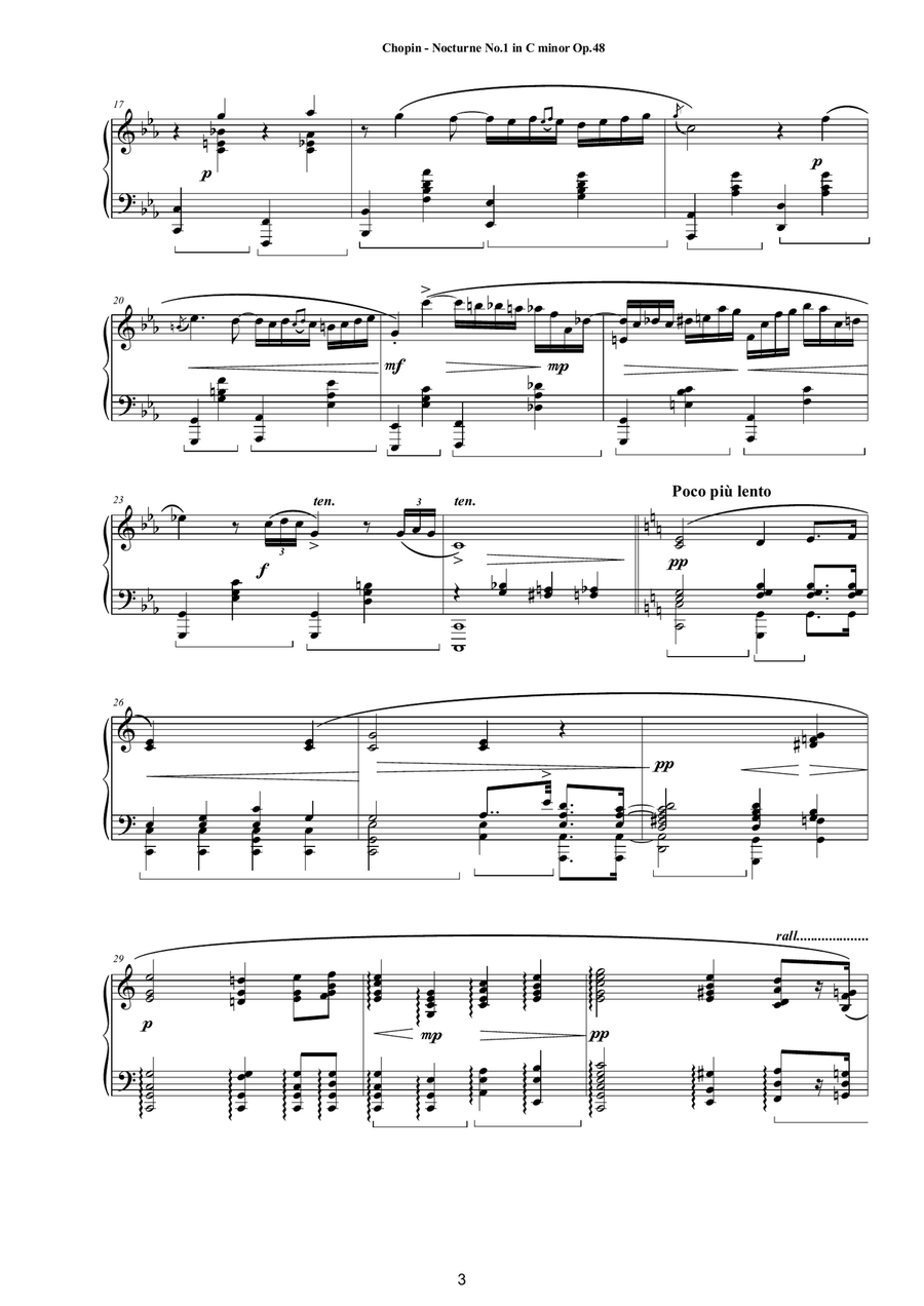 Chopin - Nocturne No.1 in C minor Op.48 for Piano Piano Solo scores gallery preview page 3