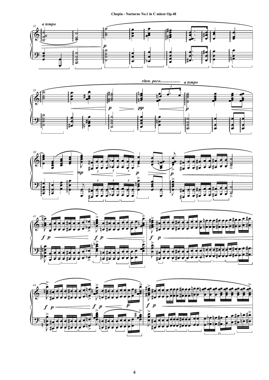 Chopin - Nocturne No.1 in C minor Op.48 for Piano Piano Solo scores gallery preview page 4