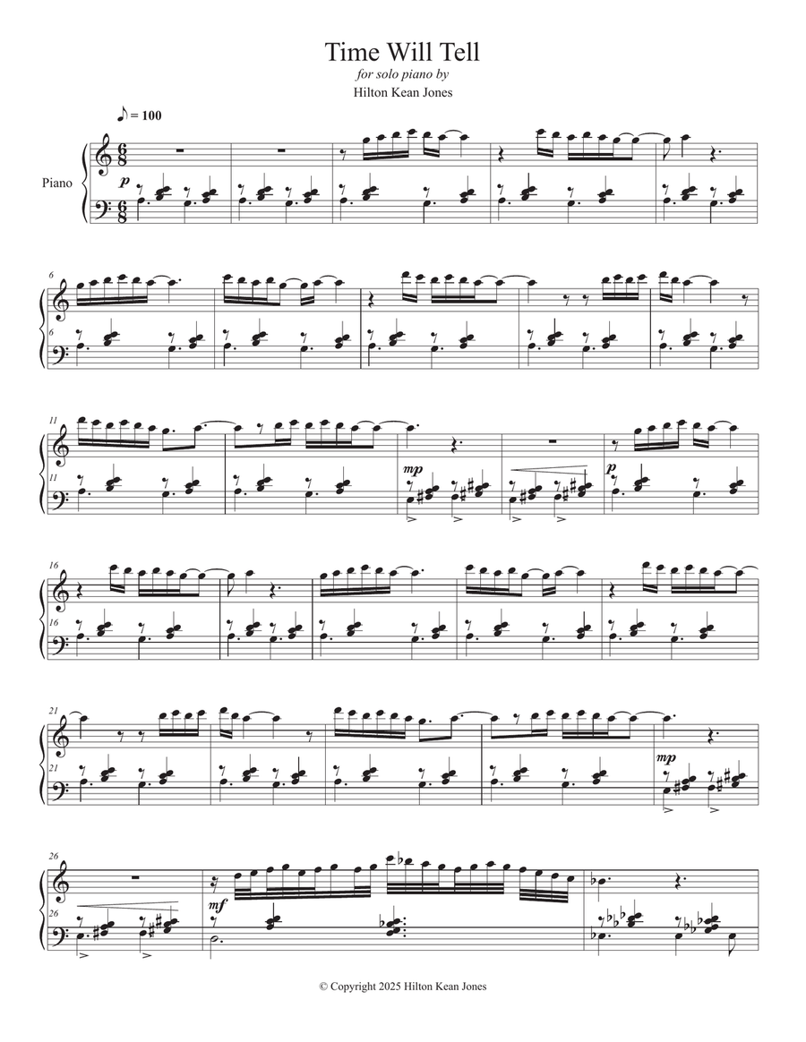 Time Will Tell Time Will Tell Piano Solo scores gallery preview page 1