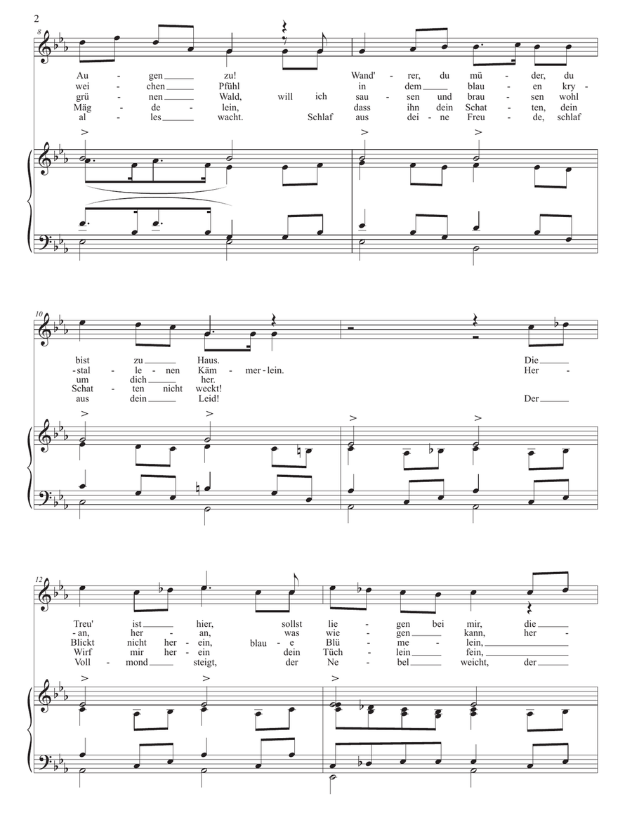 SCHUBERT: Des Baches Wiegenlied, D. 795 no. 20 (transposed to E-flat major) Piano, Vocal scores gallery preview page 3