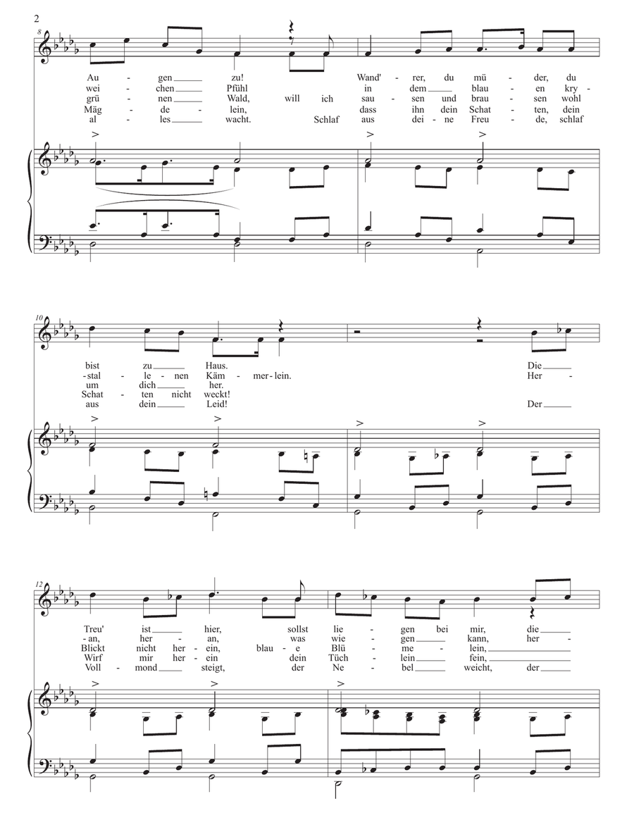 SCHUBERT: Des Baches Wiegenlied, D. 795 no. 20 (transposed to D-flat major) Piano, Vocal scores gallery preview page 3