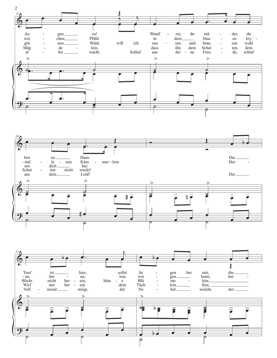 SCHUBERT: Des Baches Wiegenlied, D. 795 no. 20 (transposed to C major) Piano, Vocal scores gallery preview page 3