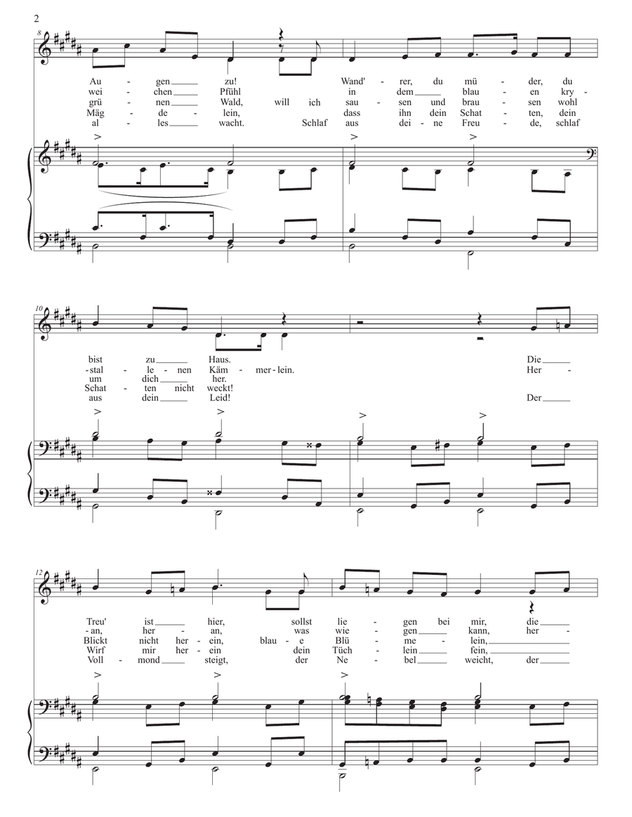 SCHUBERT: Des Baches Wiegenlied, D. 795 no. 20 (transposed to B major) Piano, Vocal scores gallery preview page 3
