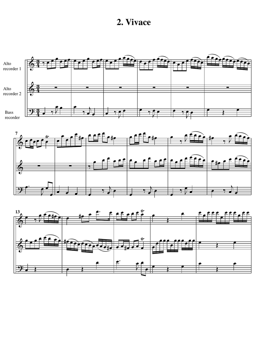 Trio sonata TWV 42 F12 (arragement for 3 recorders (AAB)) Alto Recorder scores gallery preview page 3