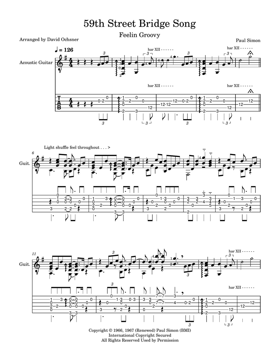 The 59th Street Bridge Song (Feelin' Groovy) Acoustic Guitar scores gallery preview page 1