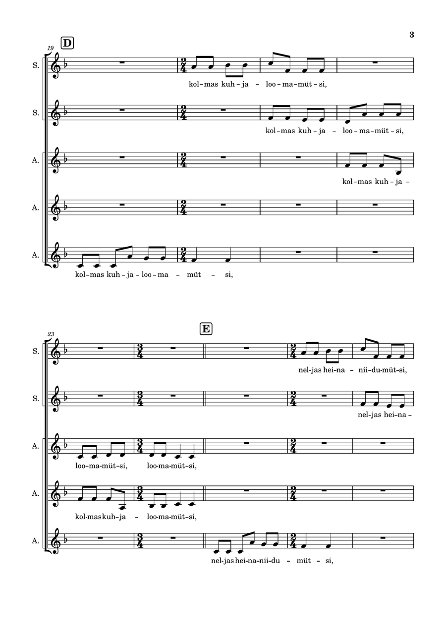Mul on kodu kümme mütsi (I have ten hats at home) SSAA scores gallery preview page 3