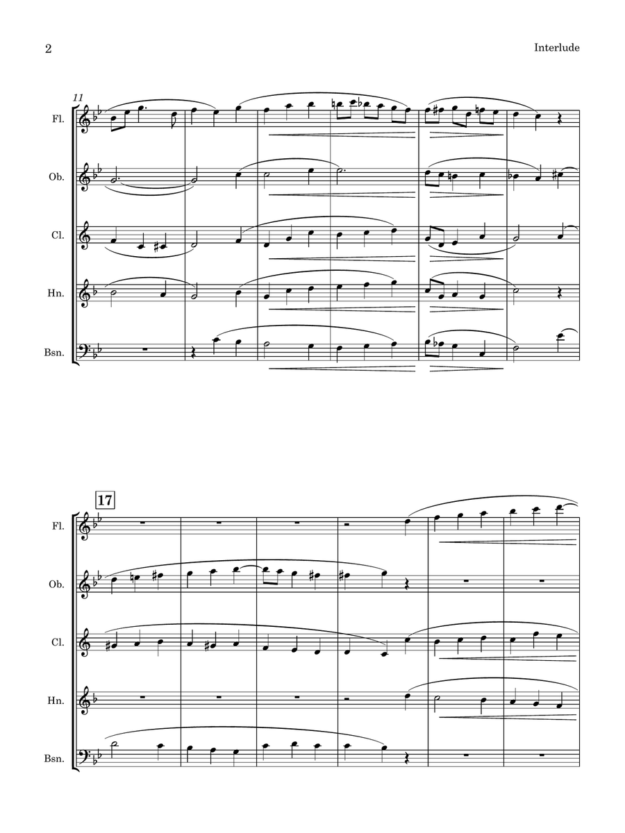 Alfred Herbert BREWER | Interlude | for Wind Quintet Woodwind Quintet scores gallery preview page 6