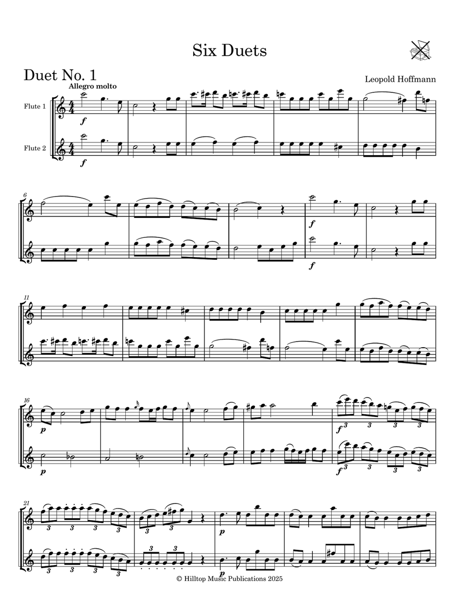 Hoffmann six duets for two flutes Flute Duet scores gallery preview page 3