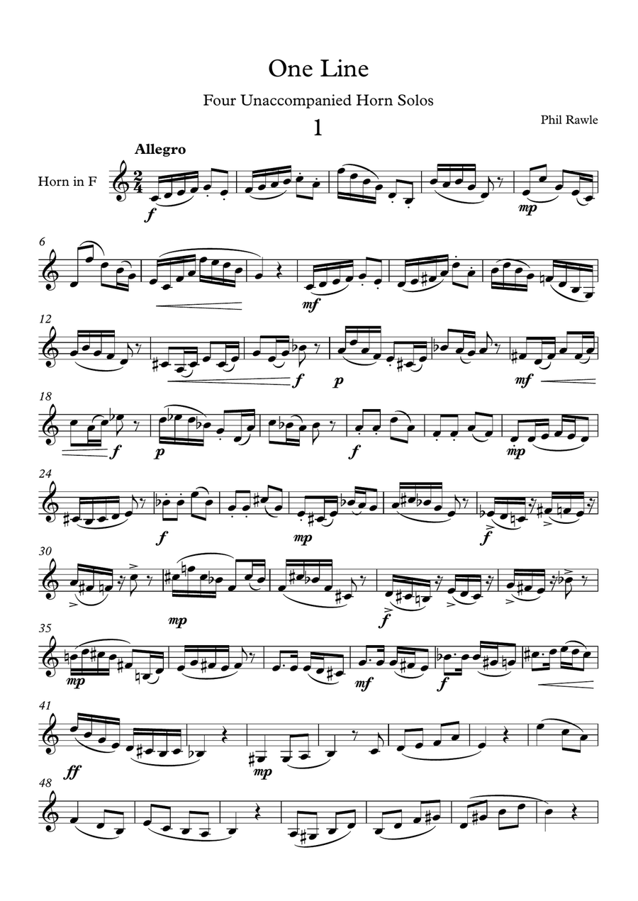 One Line - Unaccompanied Horn Solos A Cappella scores gallery preview page 1