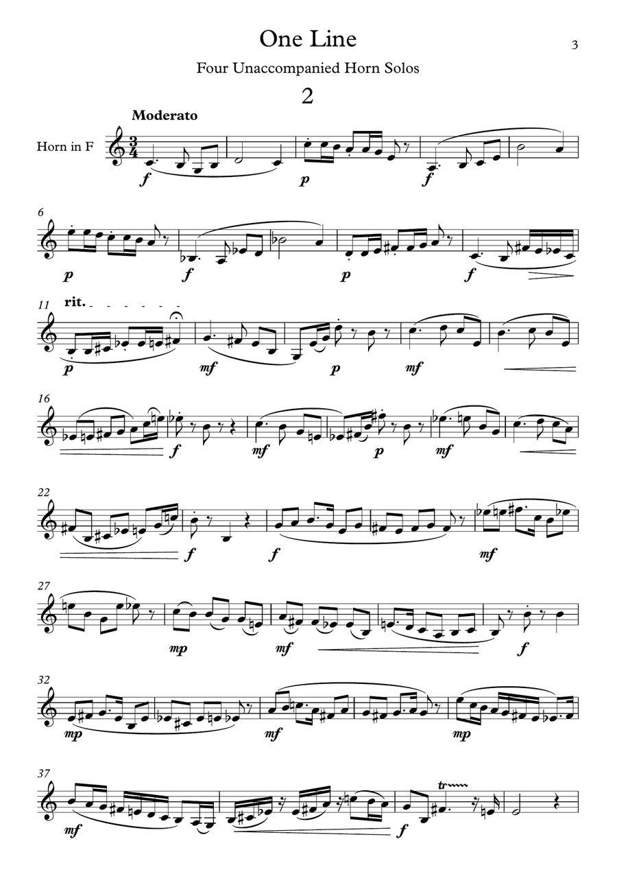 One Line - Unaccompanied Horn Solos A Cappella scores gallery preview page 3