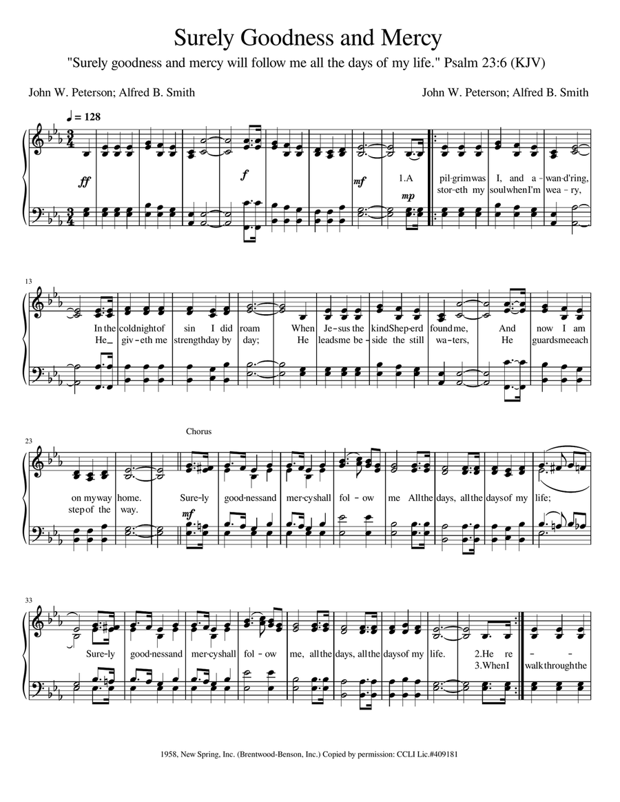 Surely Goodness and Mercy A Cappella scores gallery preview page 1