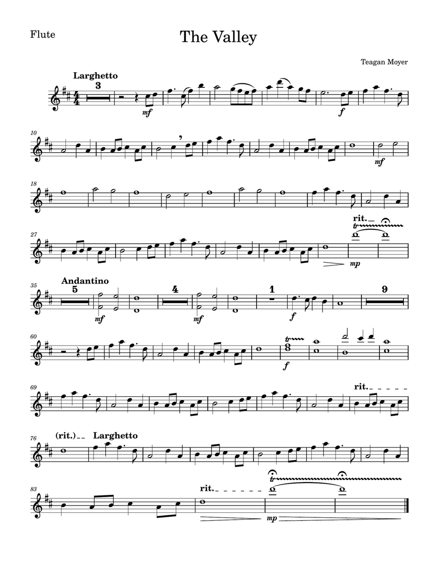 The Valley - Flute Sheet Music Flute Solo scores gallery preview page 1