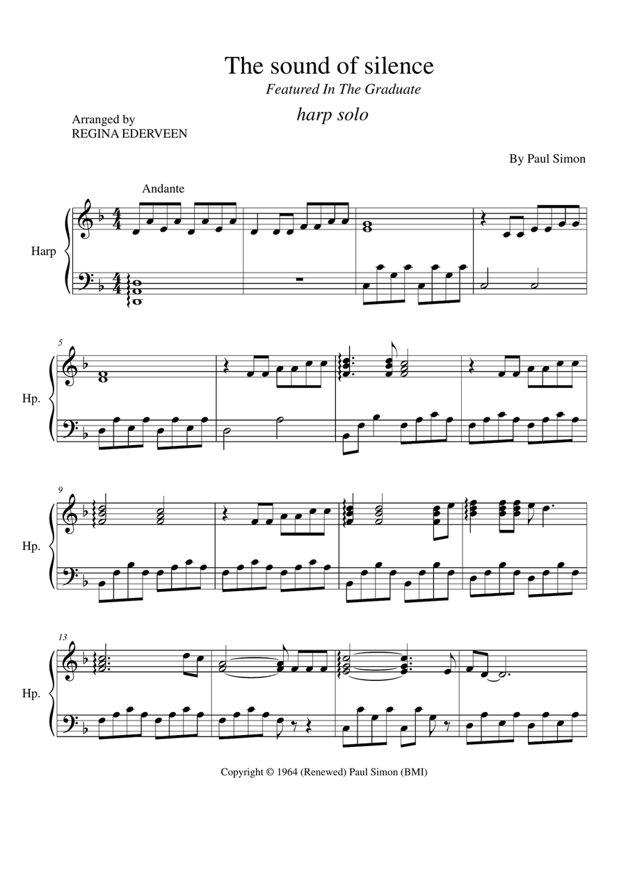 The Sound Of Silence The Sound Of Silence Celtic Harp scores gallery preview page 1