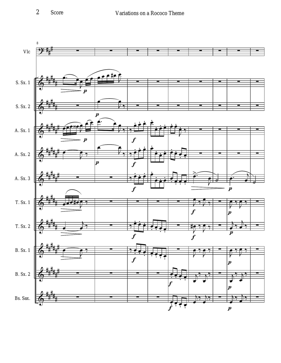 Variations on a Rococo Theme - Opus 33 Woodwind Ensemble scores gallery preview page 2