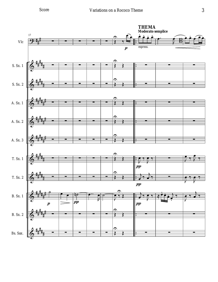 Variations on a Rococo Theme - Opus 33 Woodwind Ensemble scores gallery preview page 3