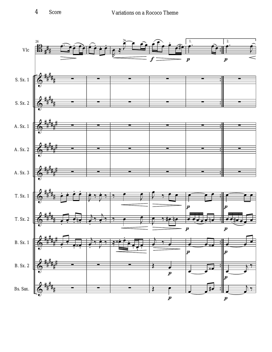 Variations on a Rococo Theme - Opus 33 Woodwind Ensemble scores gallery preview page 4
