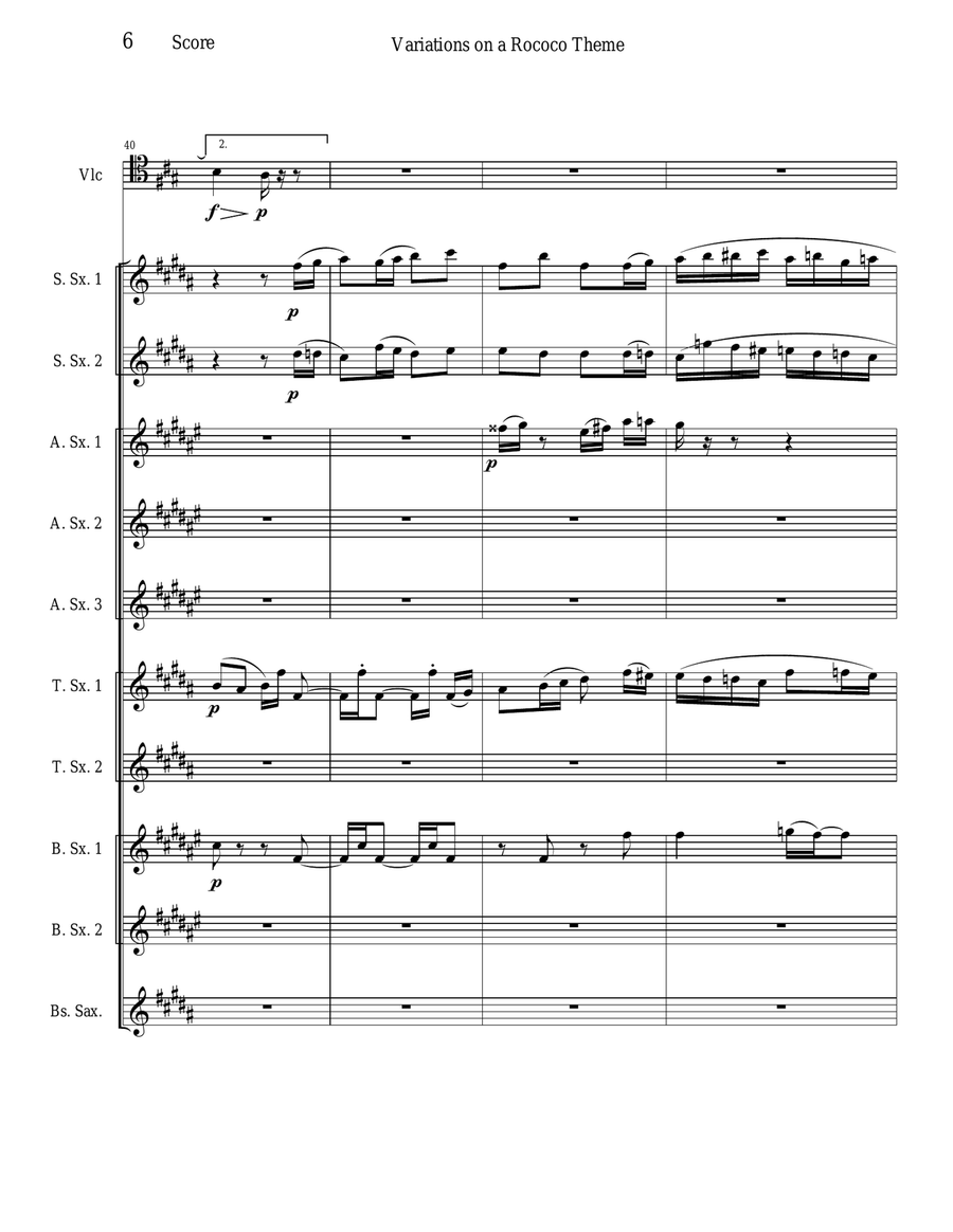 Variations on a Rococo Theme - Opus 33 Woodwind Ensemble scores gallery preview page 6