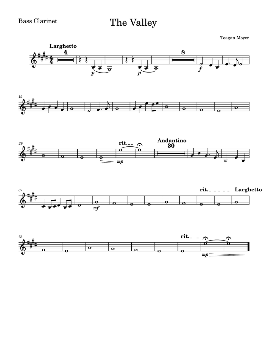 The Valley - Bass Clarinet Sheet Music Bass Clarinet scores gallery preview page 1