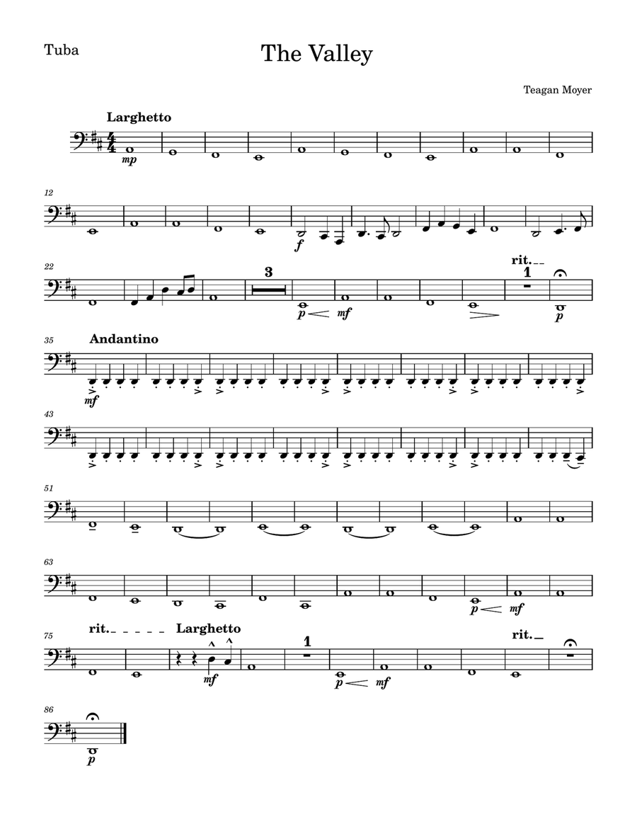 The Valley - Tuba Sheet Music Tuba scores gallery preview page 1