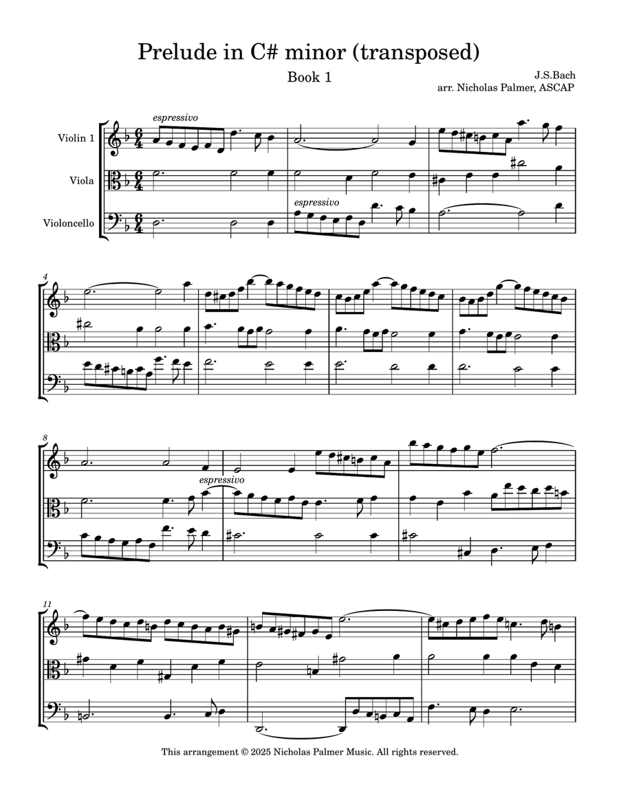 Prelude in C# minor (transposed) String Trio scores gallery preview page 1