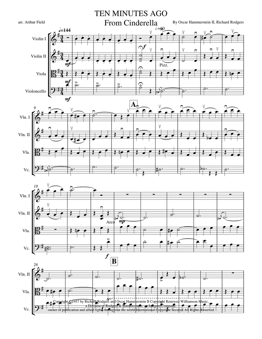 Ten Minutes Ago String Quartet scores gallery preview page 1